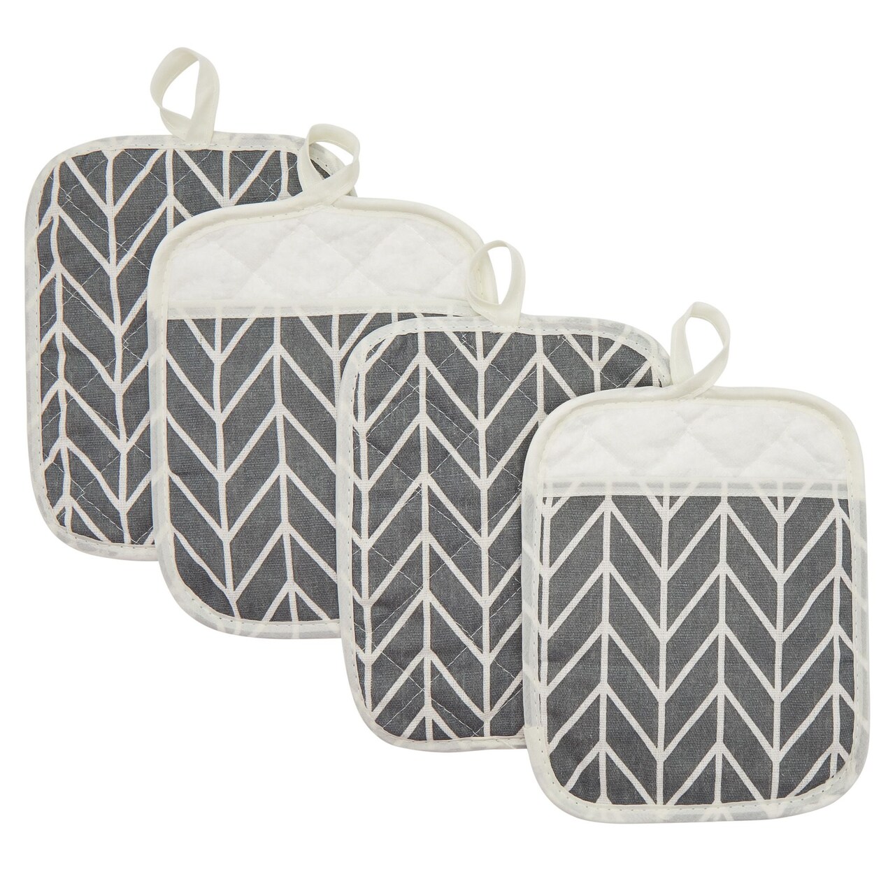 4 Pack Gray Hot Pads, Oven Pot Holders for Farmhouse Kitchen Decor and Accessories, Heat Resistant, 7 x 8.5 in.